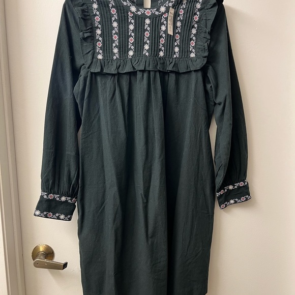 Embroidered-Bib Ruffle Mini Dress - Picture 6 of 6